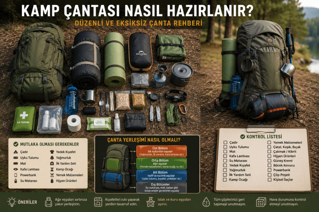 Kamp Çantası Nasıl Hazırlanır? Düzenli ve Eksiksiz Çanta Rehberi