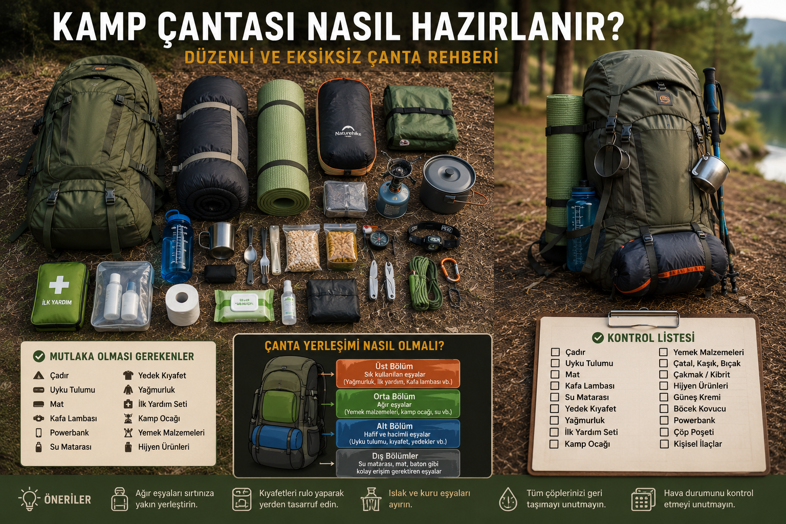 Kamp Çantası Nasıl Hazırlanır? Düzenli ve Eksiksiz Çanta Rehberi