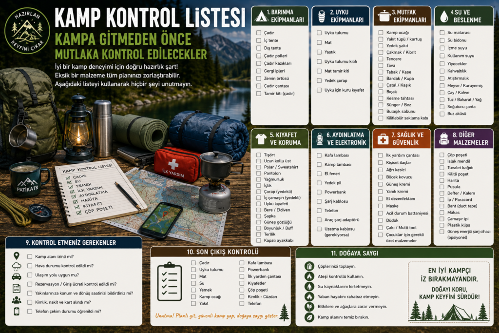 Kamp Kontrol Listesi: Kampa Gitmeden Önce Mutlaka Kontrol Edilecekler