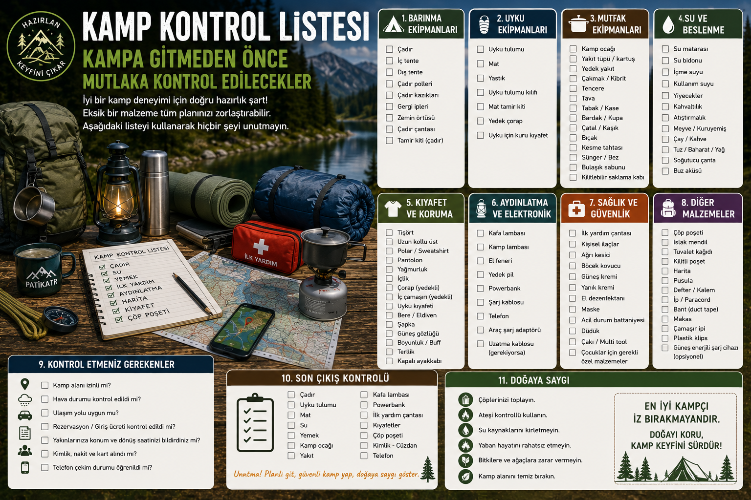 Kamp Kontrol Listesi: Kampa Gitmeden Önce Mutlaka Kontrol Edilecekler