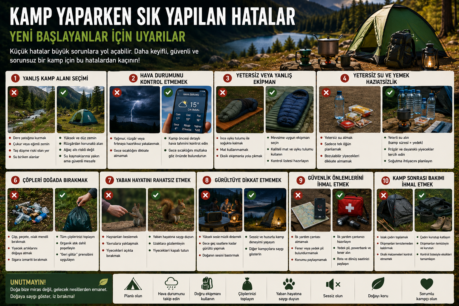 Kamp Yaparken Sık Yapılan Hatalar: Yeni Başlayanlar İçin Uyarılar