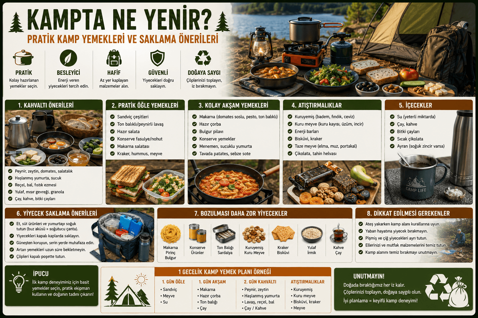 Kampta Ne Yenir? Pratik Kamp Yemekleri ve Saklama Önerileri