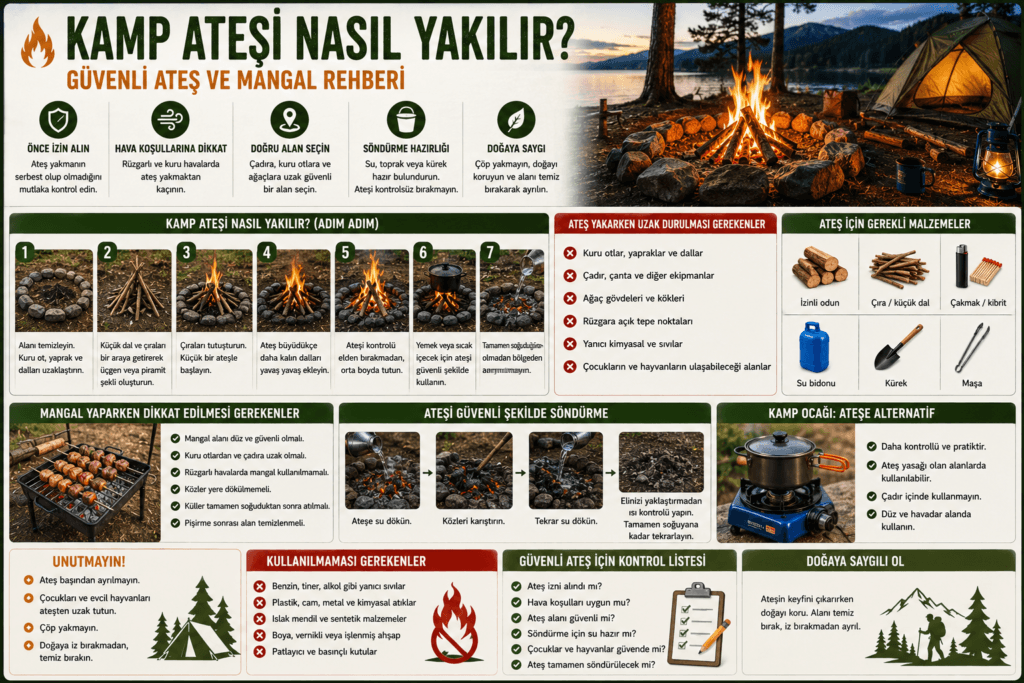 Kamp Ateşi Nasıl Yakılır? Güvenli Ateş ve Mangal Rehberi