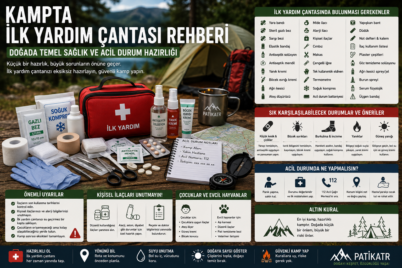 Kampta İlk Yardım Çantası: Doğada Temel Sağlık ve Acil Durum Rehberi