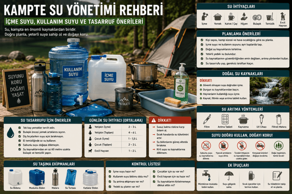 Kampta Su Yönetimi Rehberi: İçme Suyu, Kullanım Suyu ve Tasarruf Önerileri