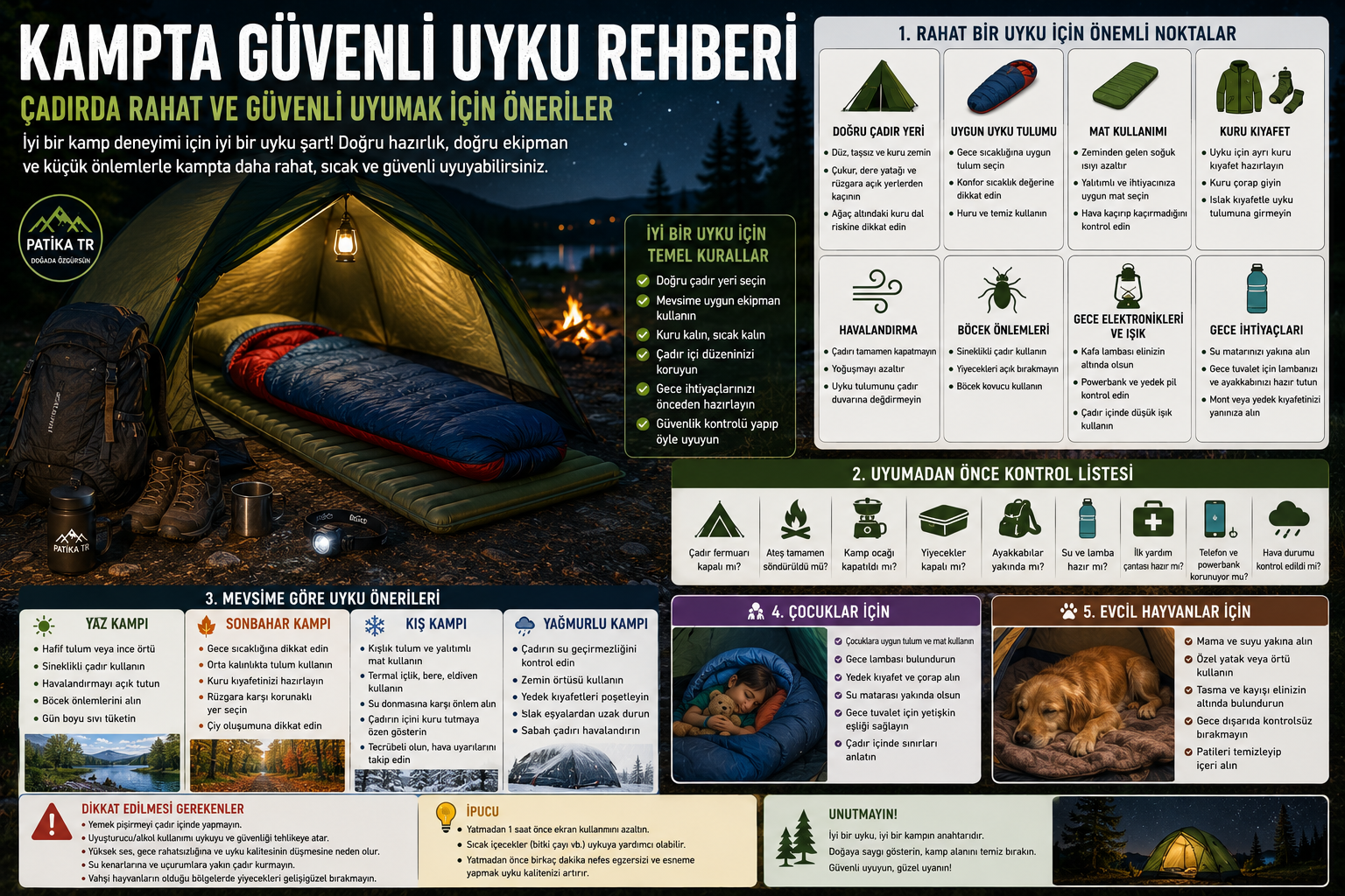 Kampta Güvenli Uyku Rehberi: Çadırda Rahat ve Güvenli Uyumak İçin Öneriler