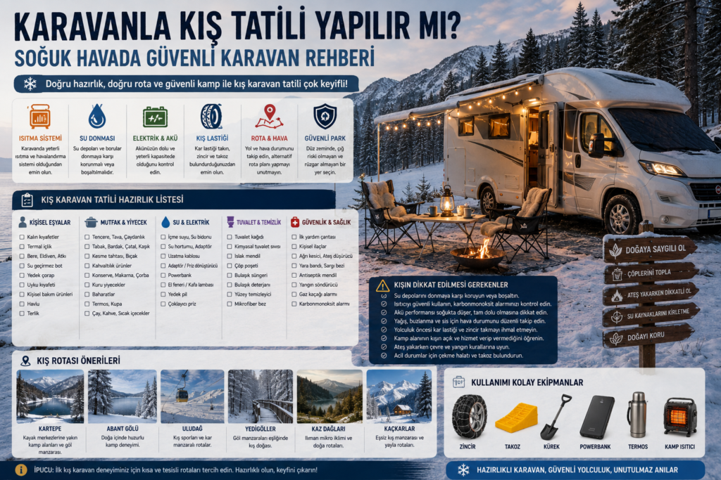 Karavanla Kış Tatili Yapılır mı? Soğuk Havada Güvenli Karavan Rehberi