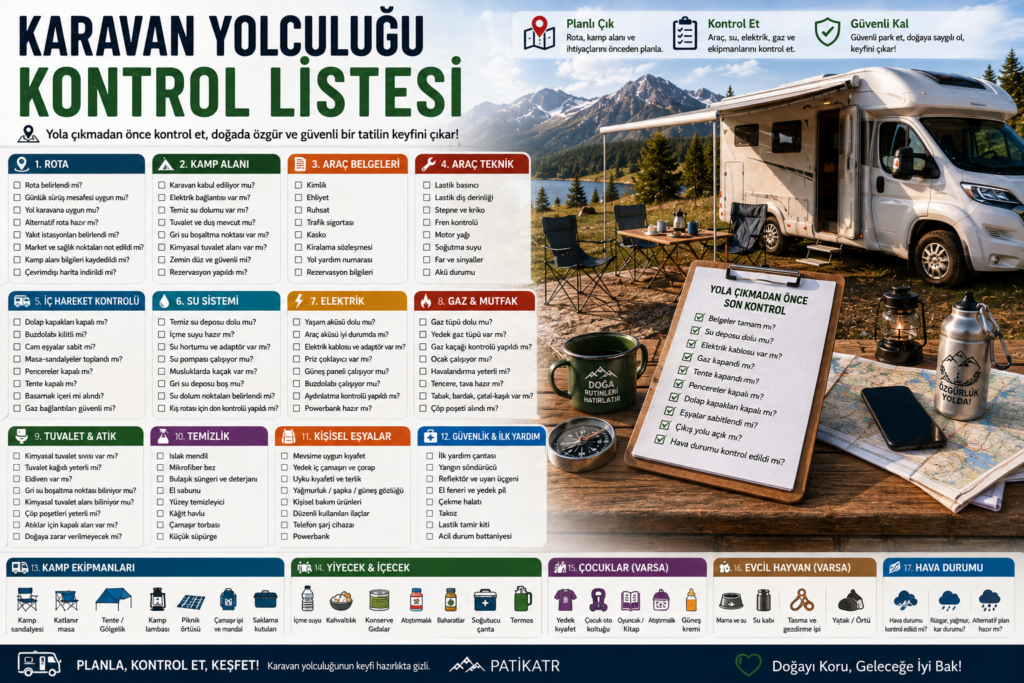 Karavan Yolculuğu Kontrol Listesi