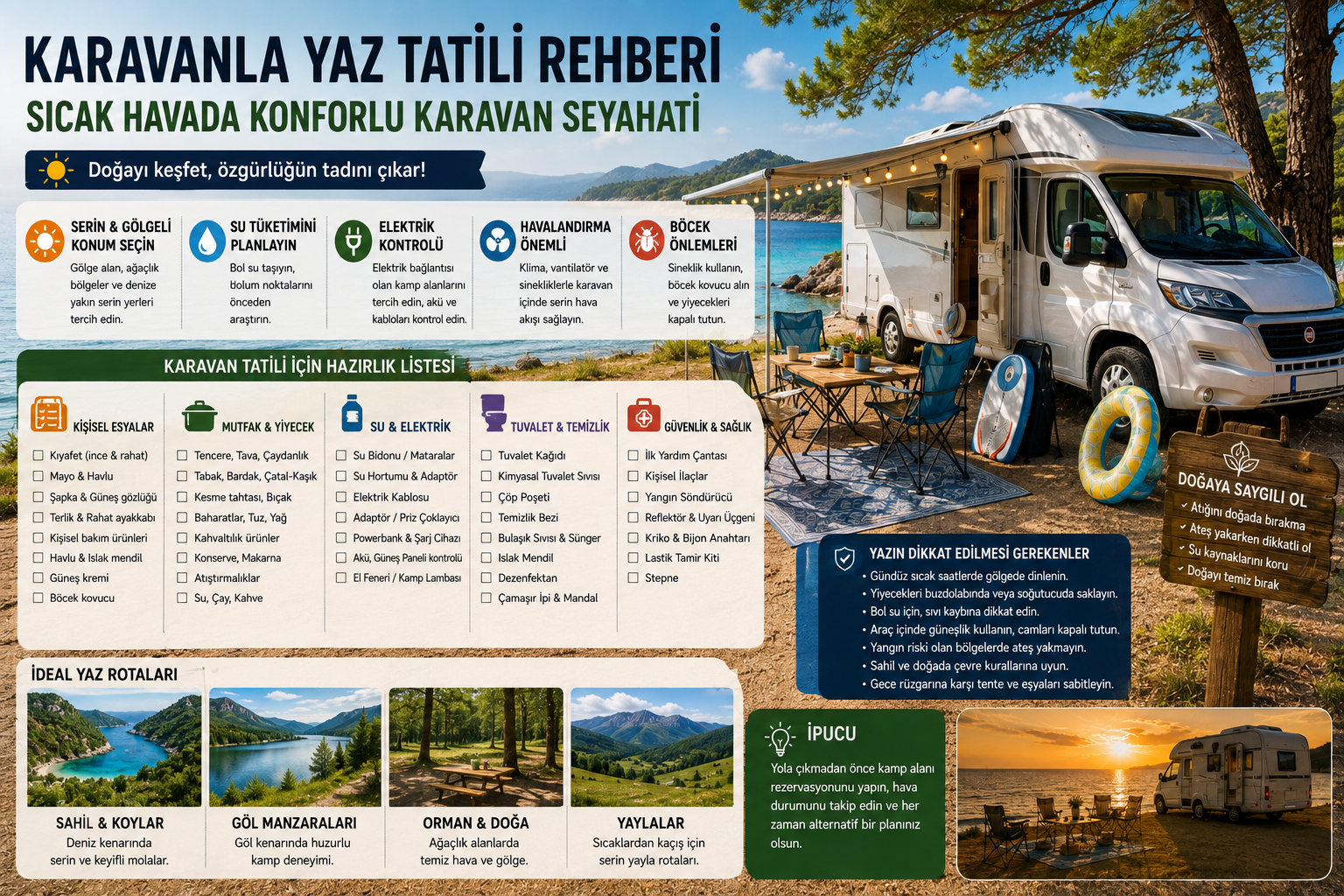Karavanla Yaz Tatili Rehberi: Sıcak Havada Konforlu Karavan Seyahati